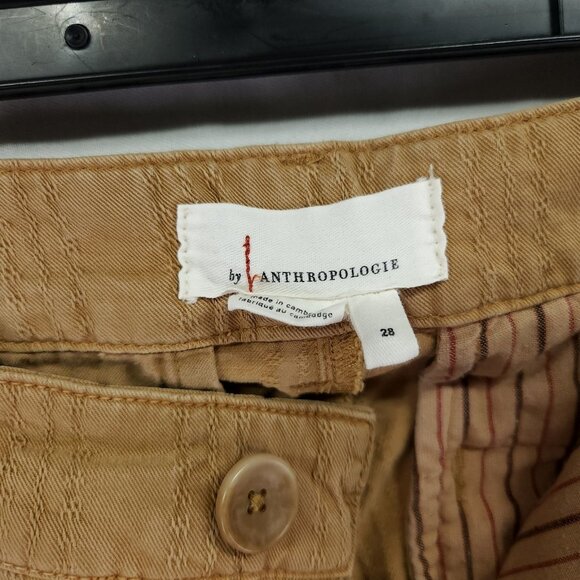 By Anthropologie Pleated Straight Pants Size 28 Textured Trousers High Rise - Picture 9 of 14